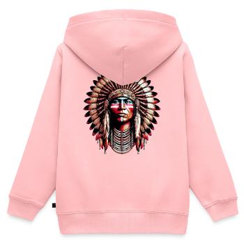 Amérindien Peau rouge d’Amérique - Sweat Premium à capuche zippé enfant bio - rose - Dos - AI Model Kid Female (0cm)