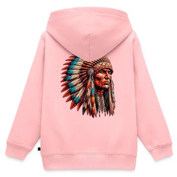 Amerikanisch Indianer Amerikanische Rote Haut - Kinder Premium Organic Zip Hoodie - Rosa - Hinten - AI Model Kid Female (0cm)
