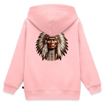 Amerikanisch Indianer Amerikanische Rote Haut - Kinder Premium Organic Zip Hoodie - Rosa - Hinten - AI Model Kid Female (0cm)