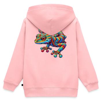 Gecko - Sweat Premium à capuche zippé enfant bio - rose - Dos - AI Model Kid Female (0cm)