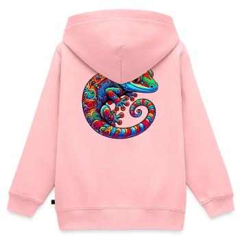 Gecko - Kinder Premium Organic Zip Hoodie - Rosa - Hinten - AI Model Kid Female (0cm)