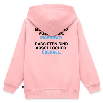 Menschen sind Ausländer - Kinder Premium Organic Zip Hoodie - Rosa - Hinten - AI Model Kid Female (0cm)