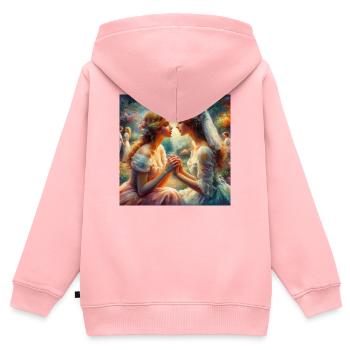 Liebe zwischen Frauen - Kinder Premium Organic Zip Hoodie - Rosa - Hinten - AI Model Kid Female (0cm)