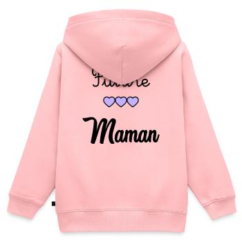 FUTURE MAMAN - Sweat Premium à capuche zippé enfant bio - rose - Dos - AI Model Kid Female (0cm)