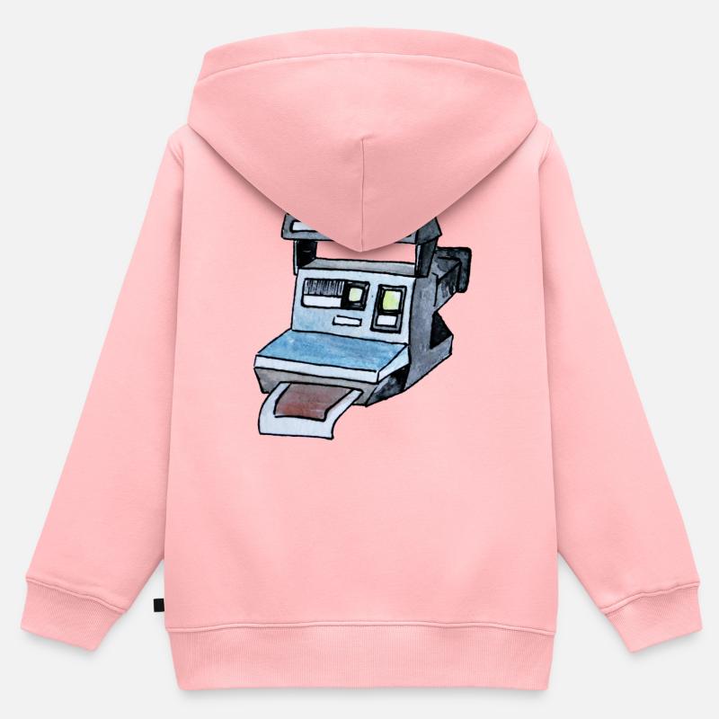 Caméra - Sweat Premium à capuche zippé enfant bio - rose