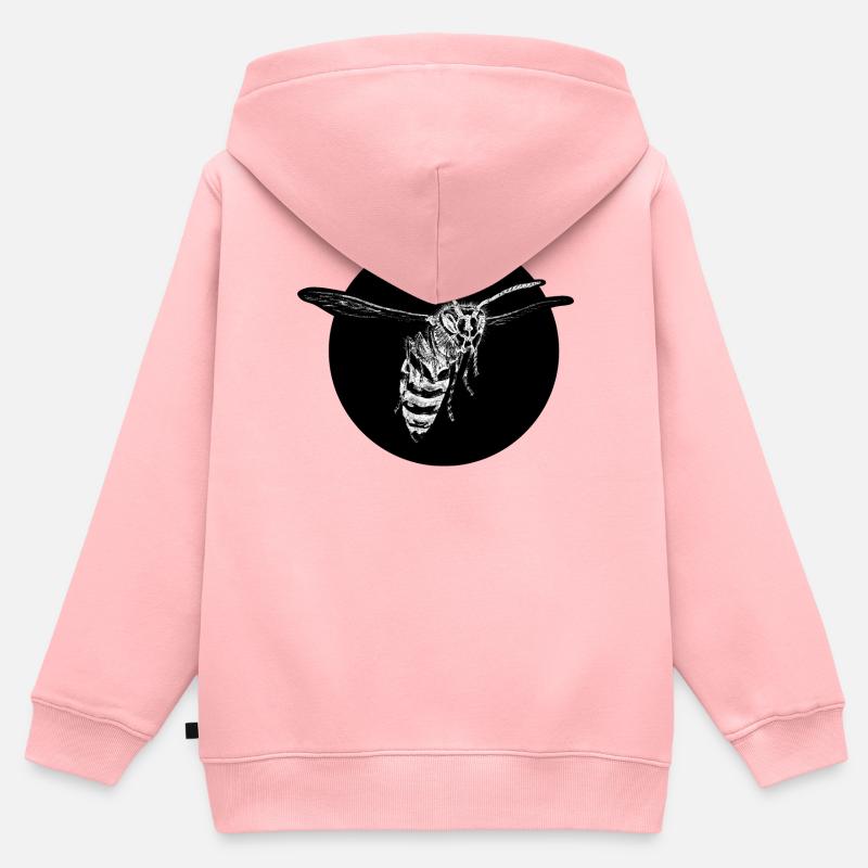 Guêpe - Abeille - Insecte - Sweat Premium à capuche zippé enfant bio - rose