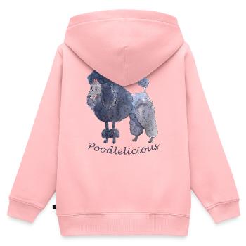 Caniche caniche Puddel - Sweat Premium à capuche zippé enfant bio - rose - Dos - AI Model Kid Female (0cm)