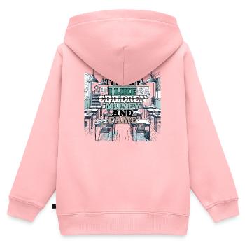Lehrer Lehrerin Geld und Ruhm Geschenk - Kinder Premium Organic Zip Hoodie - Rosa - Hinten - AI Model Kid Female (0cm)