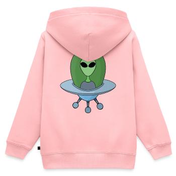 Alien in seinem kleinen Raumschiff - Kinder Premium Organic Zip Hoodie - Rosa - Hinten - AI Model Kid Female (0cm)