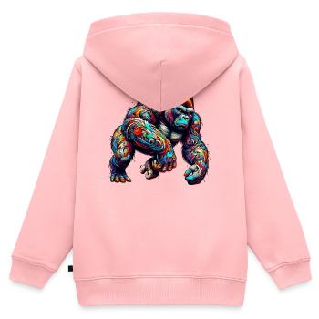 Gorilla - Kinder Premium Organic Zip Hoodie - Rosa - Hinten - AI Model Kid Female (0cm)