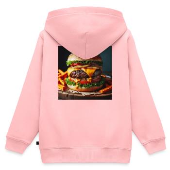 Voller Burger - Kinder Premium Organic Zip Hoodie - Rosa - Hinten - AI Model Kid Female (0cm)