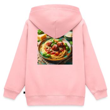 Spaghetti mit Fleisch - Kinder Premium Organic Zip Hoodie - Rosa - Hinten - AI Model Kid Female (0cm)