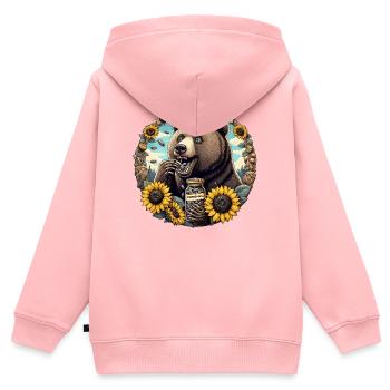 Bär Sonnenblumenkerne Sonnenblumenkörner Geschenk - Kinder Premium Organic Zip Hoodie - Rosa - Hinten - AI Model Kid Female (0cm)