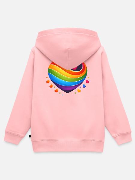 Rainbow Heart - Kinder Premium Organic Zip Hoodie - Rosa