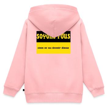 Soyons fous - Sweat Premium à capuche zippé enfant bio - rose - Dos - AI Model Kid Female (0cm)