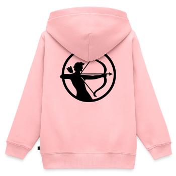 Schütze - Kinder Premium Organic Zip Hoodie - Rosa - Hinten - AI Model Kid Female (0cm)