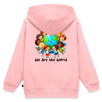 Wir sind die Welt - Kinder Premium Organic Zip Hoodie - Rosa - Hinten - AI Model Kid Female (0cm)