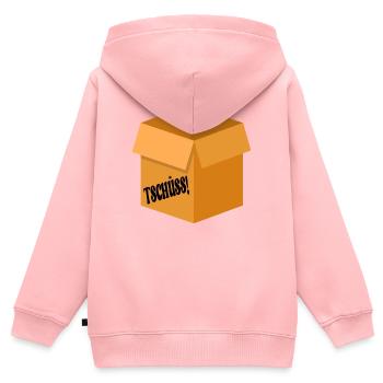 ABSCHIED TSCHÜSS - UMZUGSKARTON - Kinder Premium Organic Zip Hoodie - Rosa - Hinten - AI Model Kid Female (0cm)
