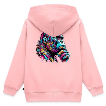 Gorilla - Kinder Premium Organic Zip Hoodie - Rosa - Hinten - AI Model Kid Female (0cm)