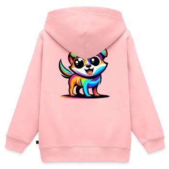 Ein lebendiger Hund im Cartoon-Stil - Kinder Premium Organic Zip Hoodie - Rosa - Hinten - AI Model Kid Female (0cm)