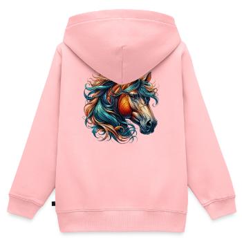 Pferd - Kinder Premium Organic Zip Hoodie - Rosa - Hinten - AI Model Kid Female (0cm)