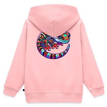 Gecko - Kinder Premium Organic Zip Hoodie - Rosa - Hinten - AI Model Kid Female (0cm)