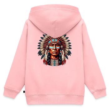 Amerikanisch Indianer Amerikanische Rote Haut - Kinder Premium Organic Zip Hoodie - Rosa - Hinten - AI Model Kid Female (0cm)