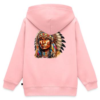 Amerikanisch Indianer Amerikanische Rote Haut - Kinder Premium Organic Zip Hoodie - Rosa - Hinten - AI Model Kid Female (0cm)