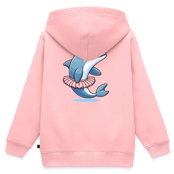 Ballett-Delfin: Anmutige Wellen - Kinder Premium Organic Zip Hoodie - Rosa - Hinten - AI Model Kid Female (0cm)