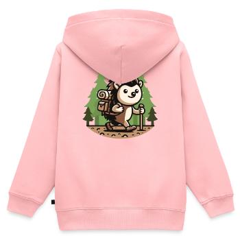 Trail Trekker : Le hérisson de randonnée - Sweat Premium à capuche zippé enfant bio - rose - Dos - AI Model Kid Female (0cm)