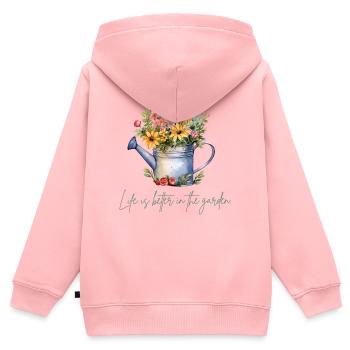 La vie est amère dans le jardin Arrosoir Motif de jardin - Sweat Premium à capuche zippé enfant bio - rose - Dos - AI Model Kid Female (0cm)