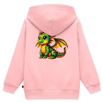 Drache - Kinder Premium Organic Zip Hoodie - Rosa - Hinten - AI Model Kid Female (0cm)