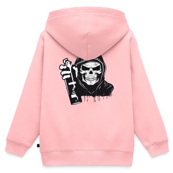 Schädel,Skull,Totenkopf mit Hoodie und Spraydose - Kinder Premium Organic Zip Hoodie - Rosa - Hinten - AI Model Kid Female (0cm)