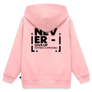 Never give up nothing is impossible - Kinder Premium Organic Zip Hoodie - Rosa - Hinten - AI Model Kid Female (0cm)