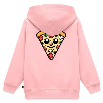 Pepperoni plein d’entrain : la tranche heureuse - Sweat Premium à capuche zippé enfant bio - rose - Dos - AI Model Kid Female (0cm)