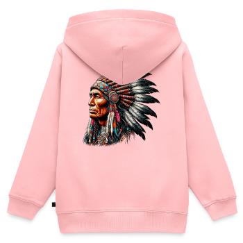 Amerikanisch Indianer Amerikanische Rote Haut - Kinder Premium Organic Zip Hoodie - Rosa - Hinten - AI Model Kid Female (0cm)