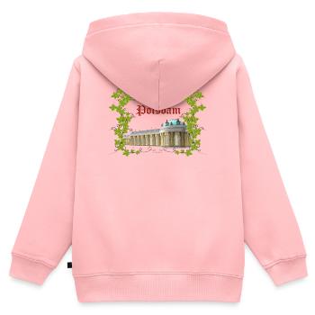 Potsdam - Sweat Premium à capuche zippé enfant bio - rose - Dos - AI Model Kid Female (0cm)