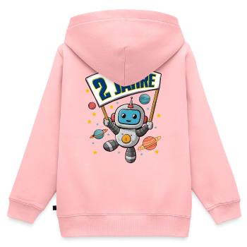 2 Jahre Kleiner Roboter als Astronaut im Weltraum - Kinder Premium Organic Zip Hoodie - Rosa - Hinten - AI Model Kid Female (0cm)