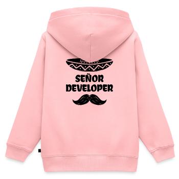 Developer Statement Skripting Dev Computerfreak - Kinder Premium Organic Zip Hoodie - Rosa - Hinten - AI Model Kid Female (0cm)