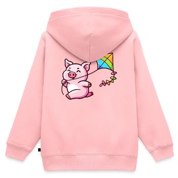Das Drachenabenteuer des luftigen Ferkels - Kinder Premium Organic Zip Hoodie - Rosa - Hinten - AI Model Kid Female (0cm)
