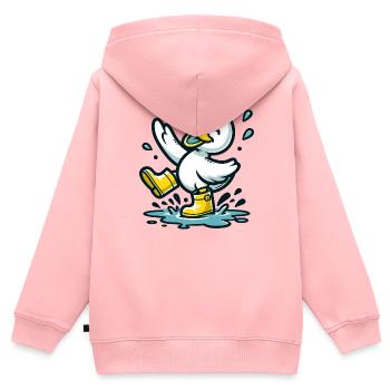 Splashy Quacker: Die Pfützenhüpfende Ente - Kinder Premium Organic Zip Hoodie - Rosa - Hinten - AI Model Kid Female (0cm)