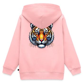 Tiger - Kinder Premium Organic Zip Hoodie - Rosa - Hinten - AI Model Kid Female (0cm)