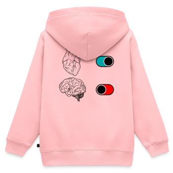 Duo de croissants nocturnes - Sweat Premium à capuche zippé enfant bio - rose - Dos - AI Model Kid Female (0cm)