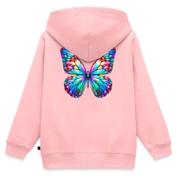Schmetterling - Kinder Premium Organic Zip Hoodie - Rosa - Hinten - AI Model Kid Female (0cm)