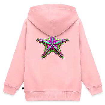 Étoile de mer - Sweat Premium à capuche zippé enfant bio - rose - Dos - AI Model Kid Female (0cm)