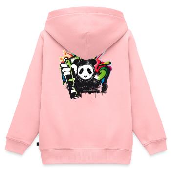 witziger Panda Bär mit Graffiti und Spraydose - Kinder Premium Organic Zip Hoodie - Rosa - Hinten - AI Model Kid Female (0cm)