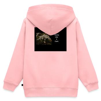 Streetwear Manche mögen's dunkel - Kinder Premium Organic Zip Hoodie - Rosa - Hinten - AI Model Kid Female (0cm)