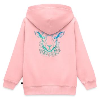 Lamm Portrait - Kinder Premium Organic Zip Hoodie - Rosa - Hinten - AI Model Kid Female (0cm)
