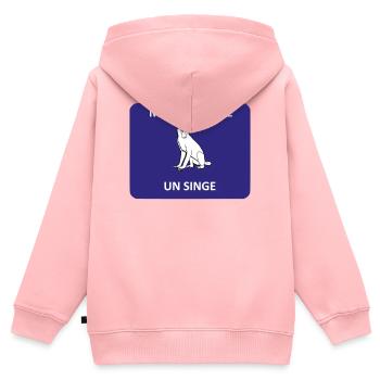 Malin comme un singe - Sweat Premium à capuche zippé enfant bio - rose - Dos - AI Model Kid Female (0cm)