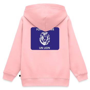 Stark wie ein Löwe - Kinder Premium Organic Zip Hoodie - Rosa - Hinten - AI Model Kid Female (0cm)